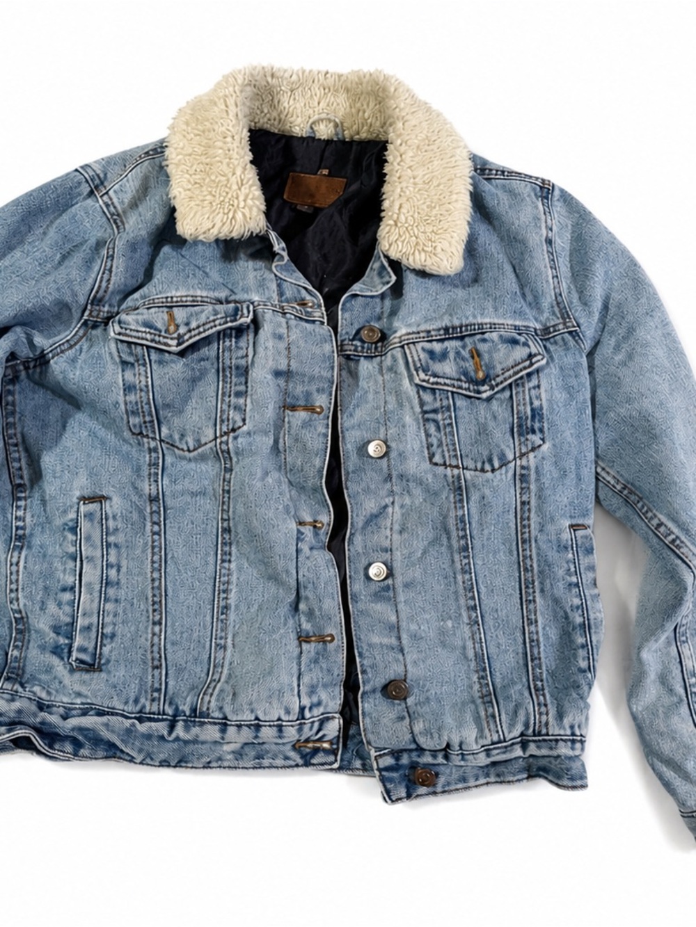 ASUS Light Wash Denim Sherpa Collar Jacket